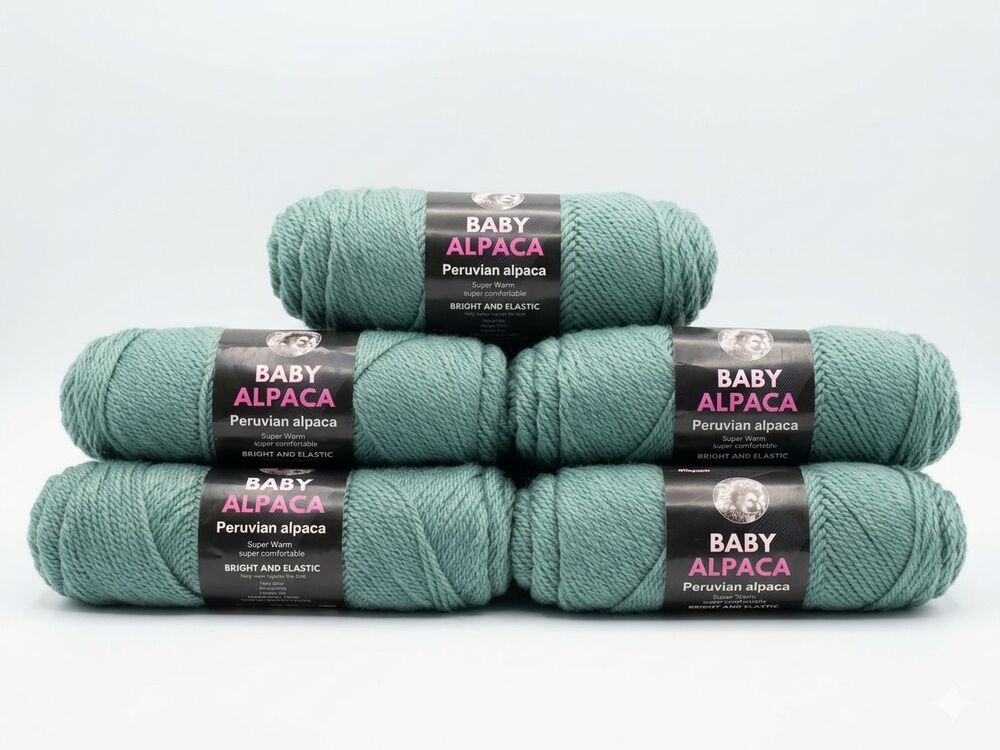 Baby Alpaca Peruvian Yarn, Lot of 5, Green
